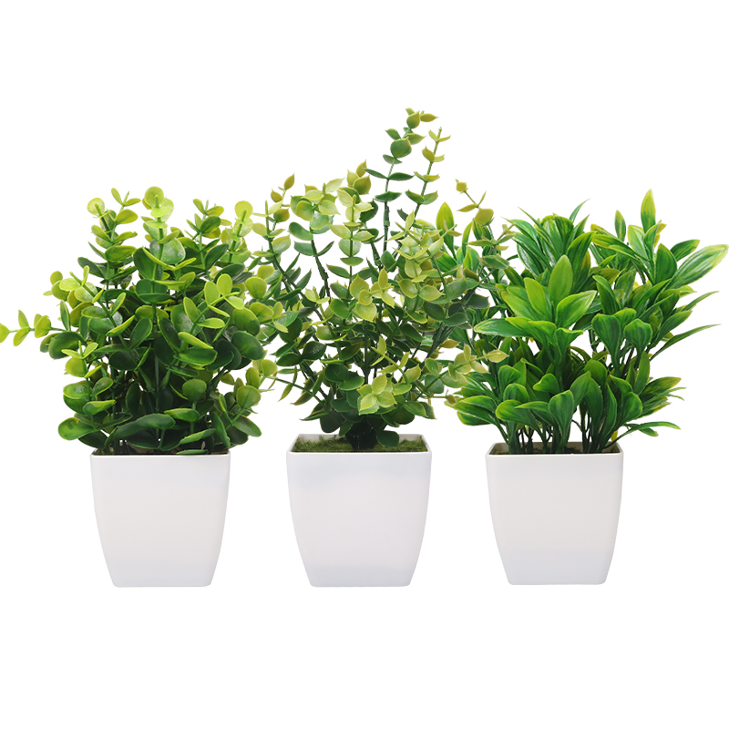 Artifi potted plant w pot, set of 3, indoor/outdoor herbs,3.3 inches