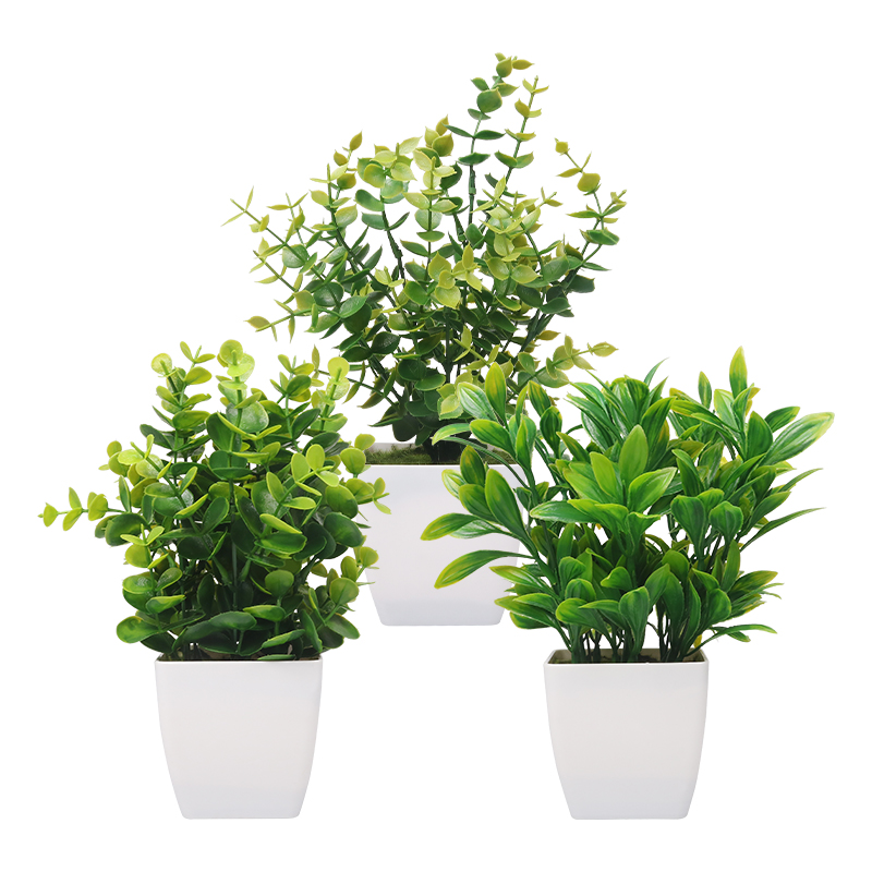 Artifi potted plant w pot, set of 3, indoor/outdoor herbs,3.3 inches