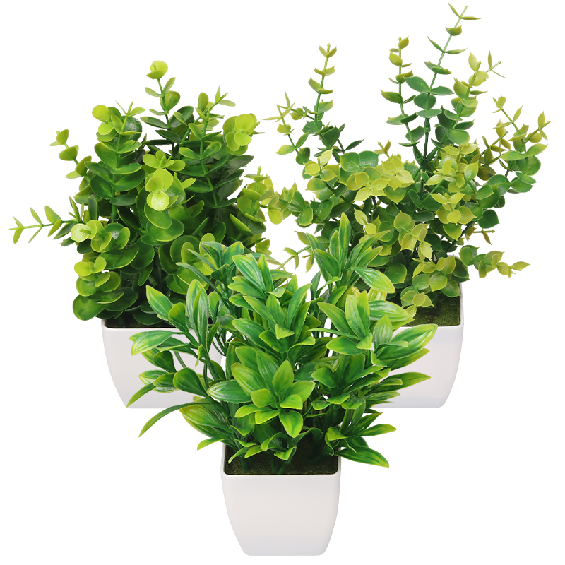 Artifi potted plant w pot, set of 3, indoor/outdoor herbs,3.3 inches