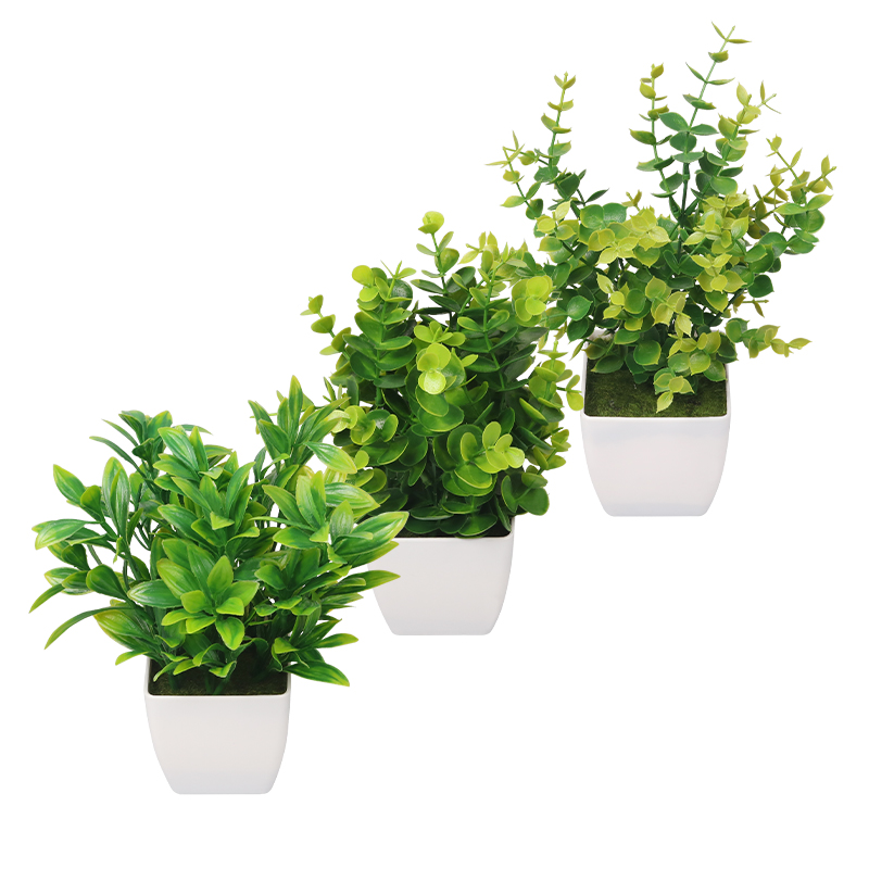 Artifi potted plant w pot, set of 3, indoor/outdoor herbs,3.3 inches