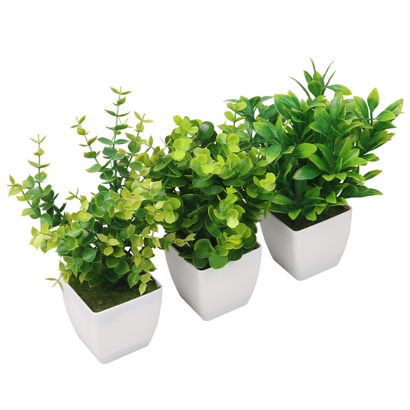 Artifi potted plant w pot, set of 3, indoor/outdoor herbs,3.3 inches