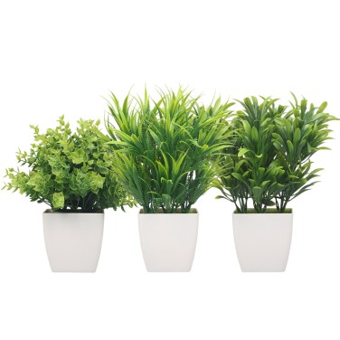 Artifi potted plant w pot, set of 3, indoor/outdoor herbs,3.3 inches