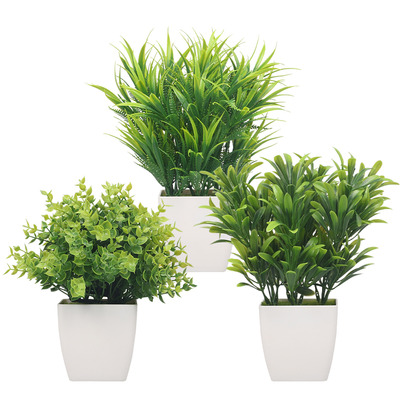 Artifi potted plant w pot, set of 3, indoor/outdoor herbs,3.3 inches