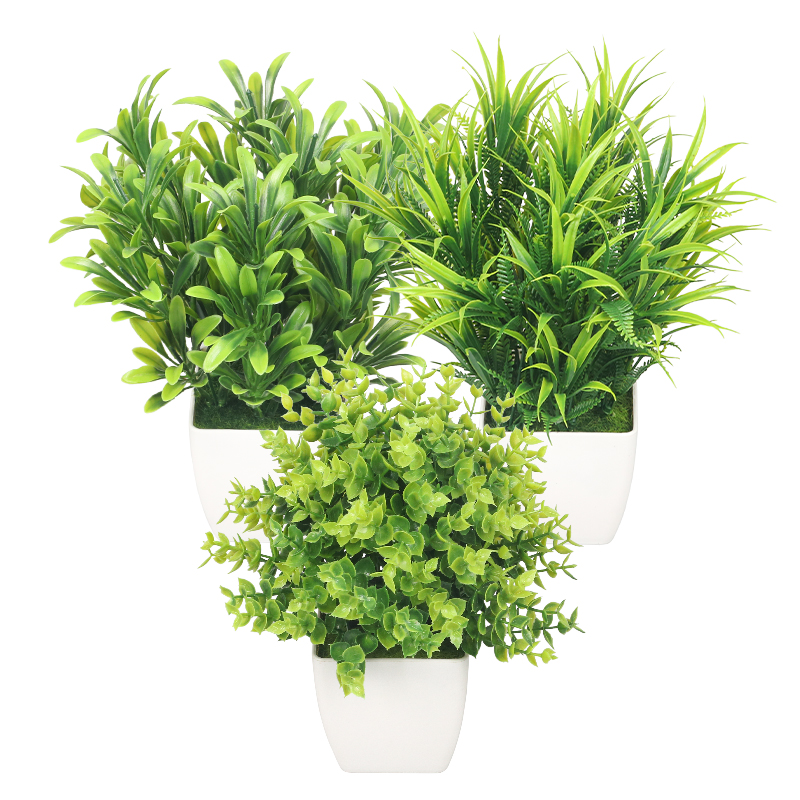 Artifi potted plant w pot, set of 3, indoor/outdoor herbs,3.3 inches