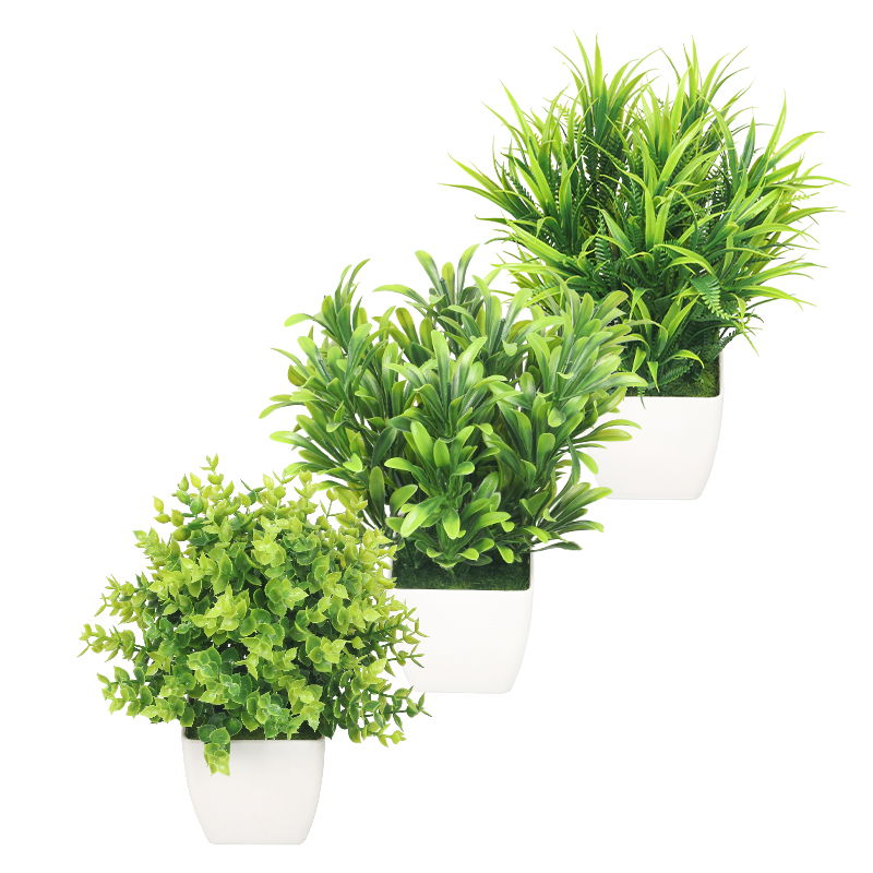 Artifi potted plant w pot, set of 3, indoor/outdoor herbs,3.3 inches