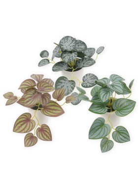 Artifi potted plant w pot, set of 3, indoor/outdoor leaves, 2.36 inches