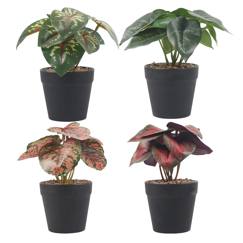 Artifi potted plant pot, set of 4, indoor/outdoor leaves,3.42 inches