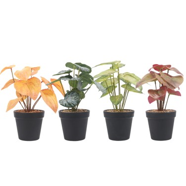 Artifi potted plant pot, set of 4, indoor/outdoor leaves,4.33 inches