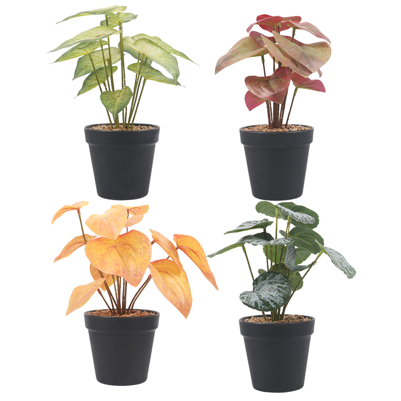 Artifi potted plant pot, set of 4, indoor/outdoor leaves,4.33 inches