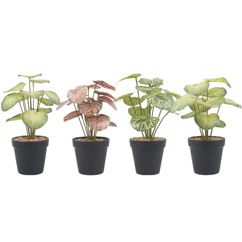 Artifi potted plant pot, set of 4, indoor/outdoor leaves,4.33 inches