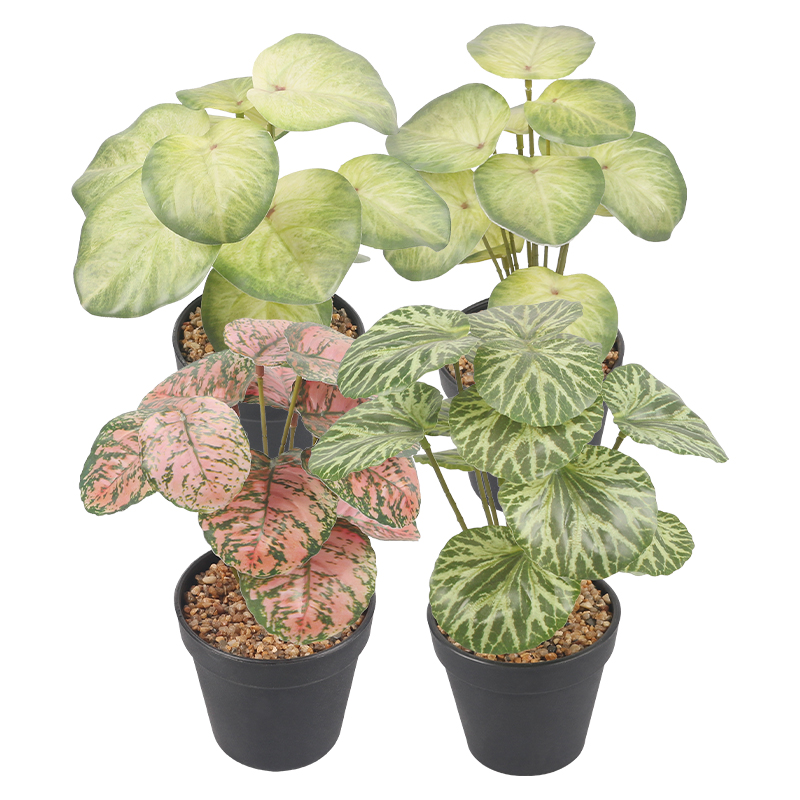 Artifi potted plant pot, set of 4, indoor/outdoor leaves,4.33 inches