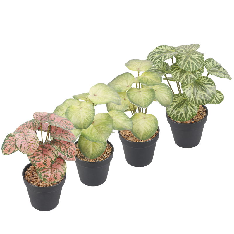 Artifi potted plant pot, set of 4, indoor/outdoor leaves,4.33 inches