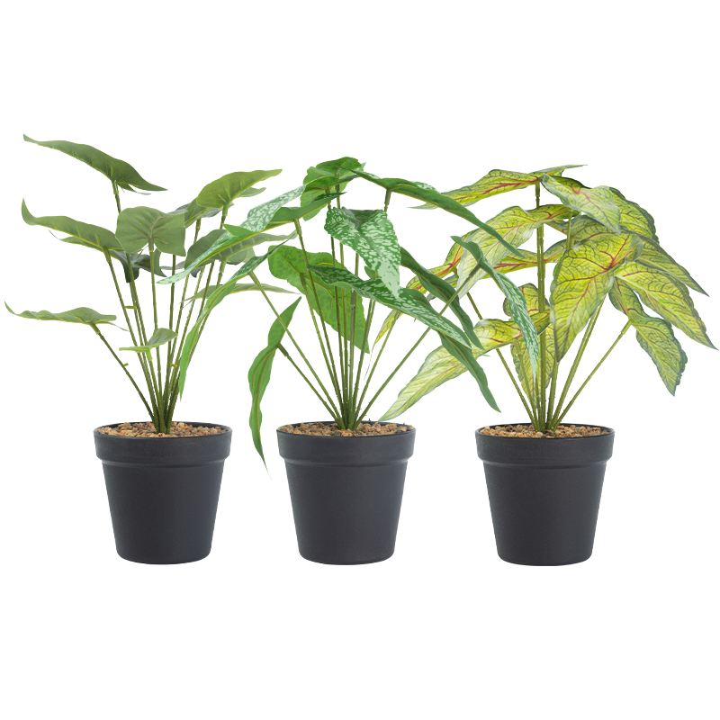 Artifi potted plant pot, set of 3, indoor/outdoor leaves,4.33 inches