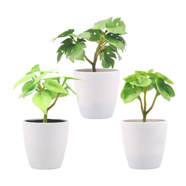 Artifi potted plant w pot, set of 3, indoor/outdoor herbs, 2.95 inches