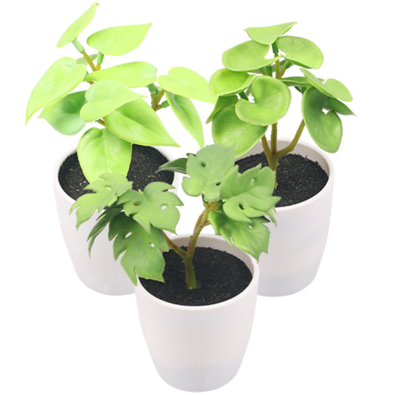 Artifi potted plant w pot, set of 3, indoor/outdoor herbs, 2.95 inches