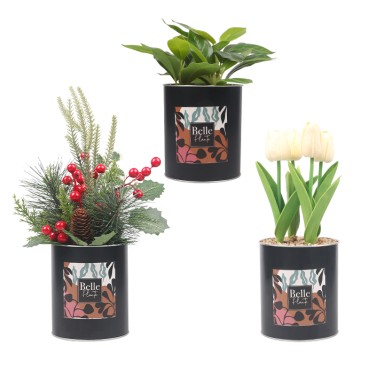 Artifi potted plant w pot, set of 3, indoor/outdoor herbs,4.33 inches