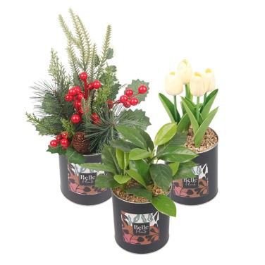 Artifi potted plant w pot, set of 3, indoor/outdoor herbs,4.33 inches