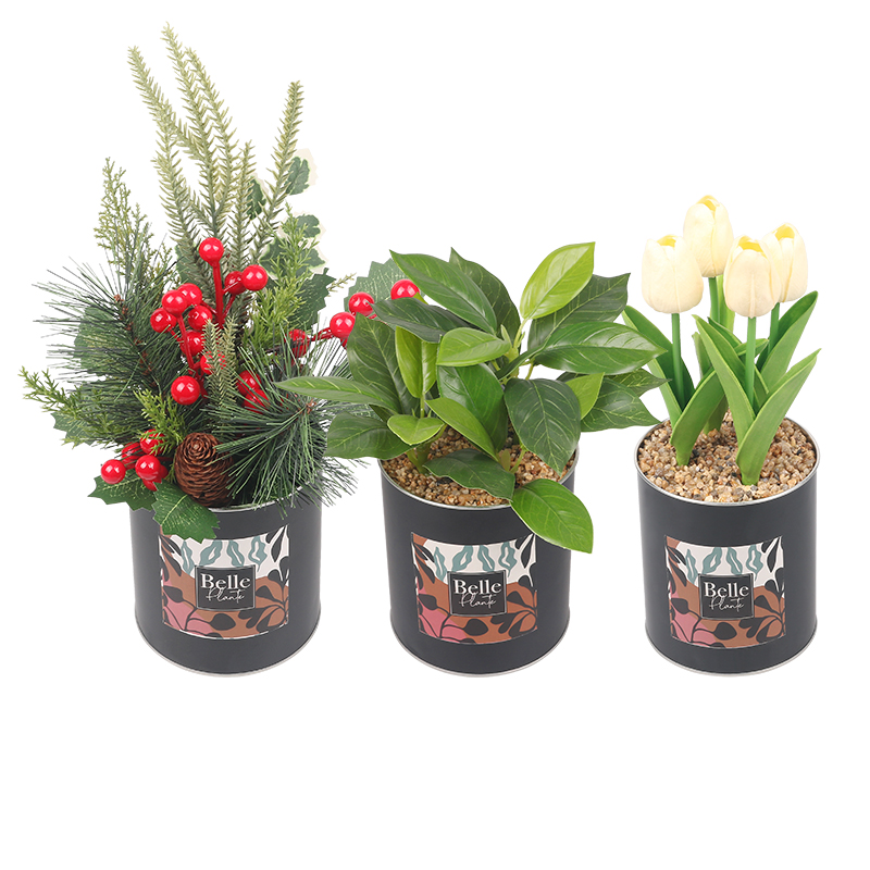 Artifi potted plant w pot, set of 3, indoor/outdoor herbs,4.33 inches