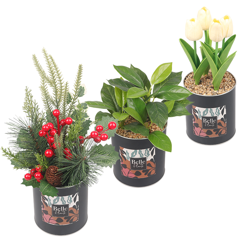 Artifi potted plant w pot, set of 3, indoor/outdoor herbs,4.33 inches