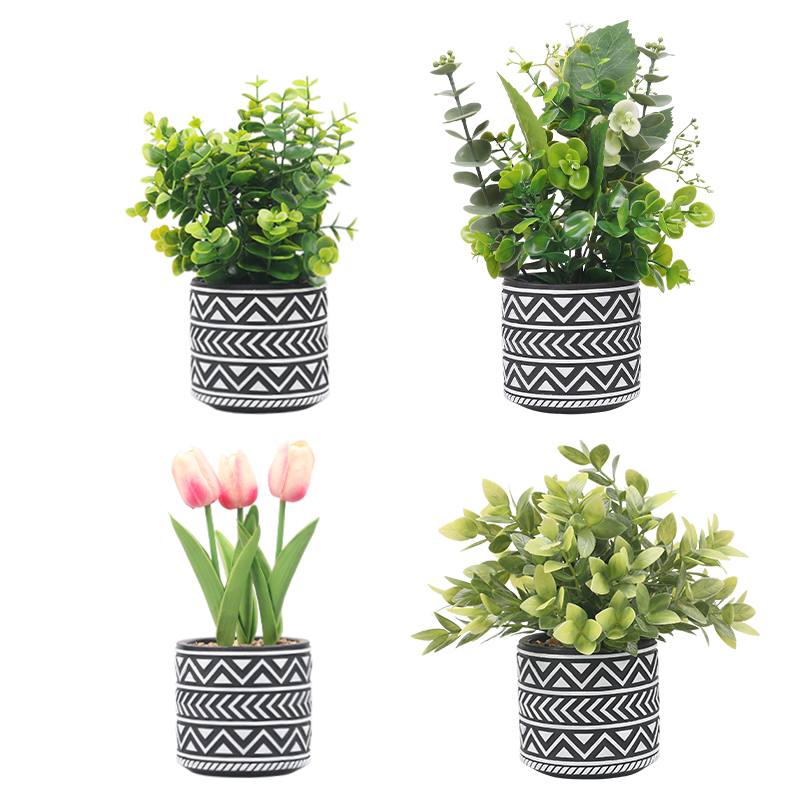 Artifi potted plant w pot, set of 4, indoor/outdoor succulent,4.33inches