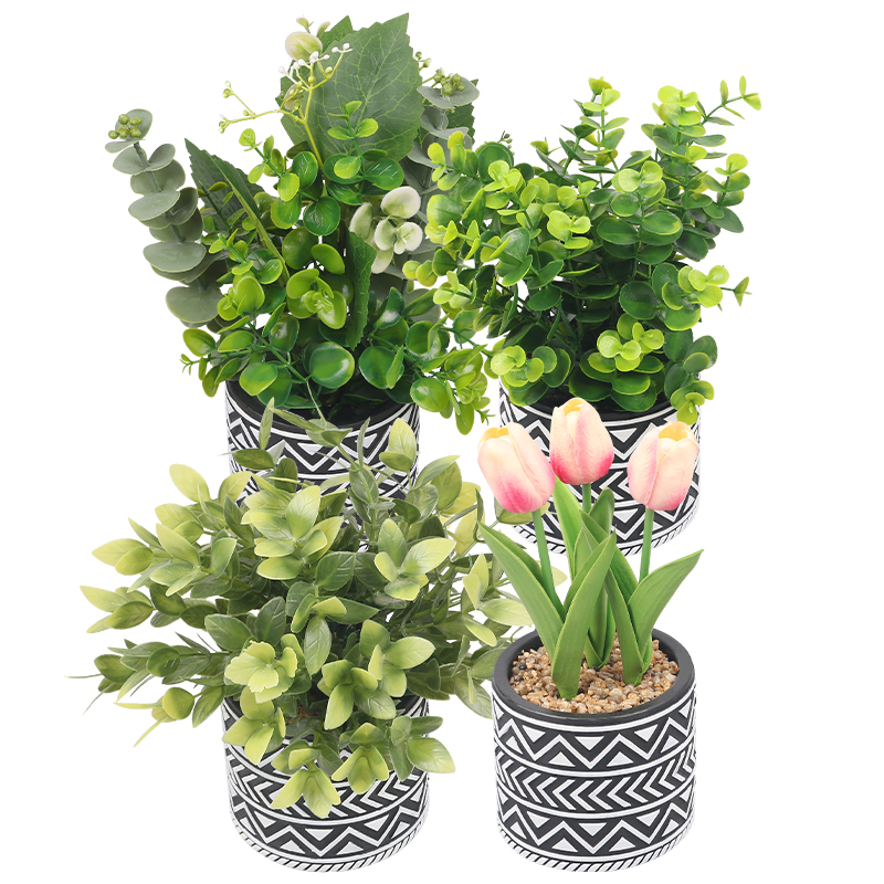 Artifi potted plant w pot, set of 4, indoor/outdoor succulent,4.33inches