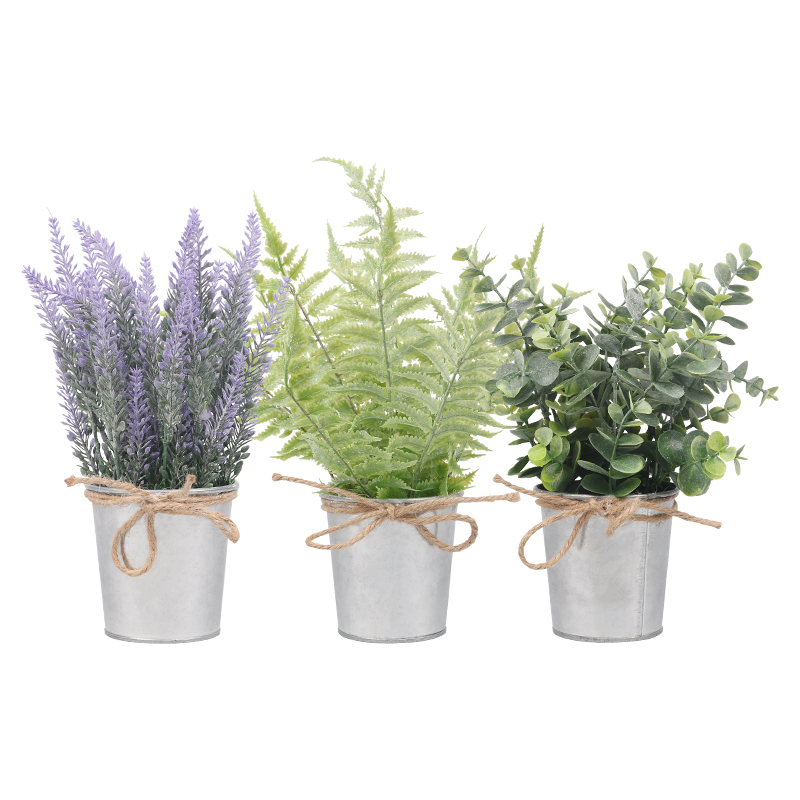 Artifi potted plant w pot, set of 3, indoor/outdoor herbs,3.66 inches