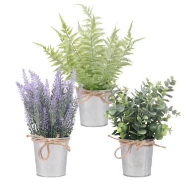 Artifi potted plant w pot, set of 3, indoor/outdoor herbs,3.66 inches