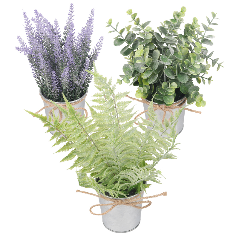 Artifi potted plant w pot, set of 3, indoor/outdoor herbs,3.66 inches