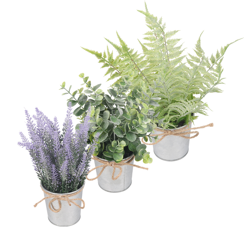 Artifi potted plant w pot, set of 3, indoor/outdoor herbs,3.66 inches