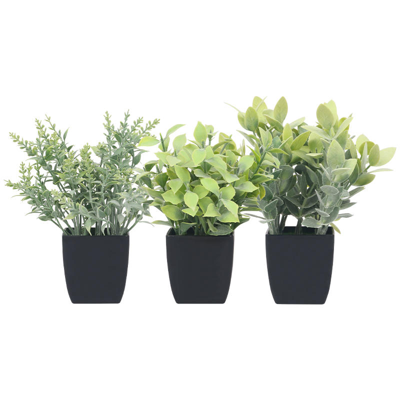 Artifi potted plant w pot, set of 3, indoor/outdoor herbs,2.56 inches