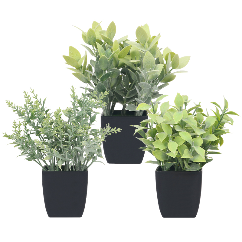 Artifi potted plant w pot, set of 3, indoor/outdoor herbs,2.56 inches