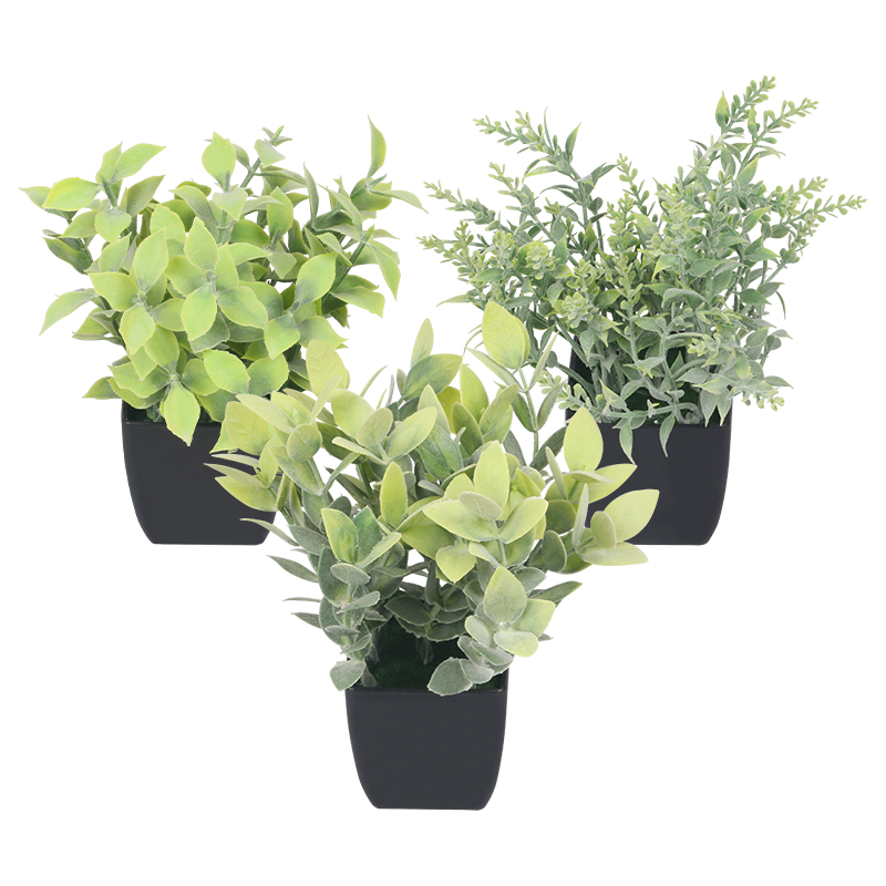 Artifi potted plant w pot, set of 3, indoor/outdoor herbs,2.56 inches