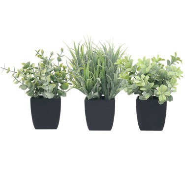 Artifi potted plant w pot, set of 3, indoor/outdoor herbs,2.56 inches