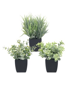 Artifi potted plant w pot, set of 3, indoor/outdoor herbs,2.56 inches