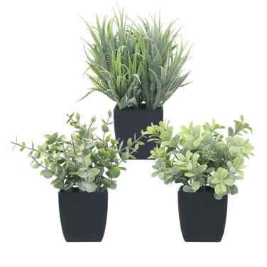 Artifi potted plant w pot, set of 3, indoor/outdoor herbs,2.56 inches