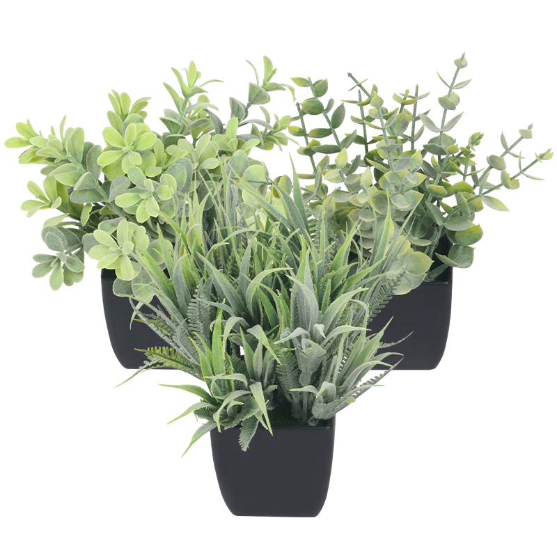 Artifi potted plant w pot, set of 3, indoor/outdoor herbs,2.56 inches