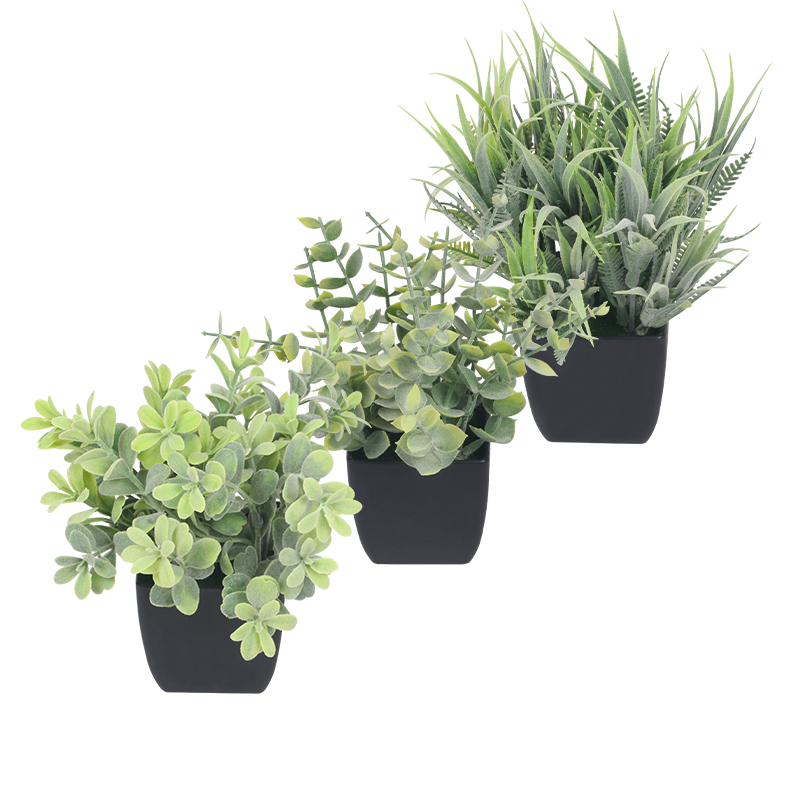 Artifi potted plant w pot, set of 3, indoor/outdoor herbs,2.56 inches