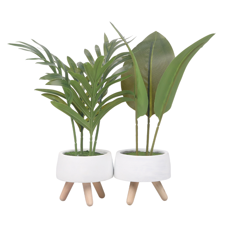 Artifi potted plant w pot, set of 2, indoor/outdoor leaves,4.72inches