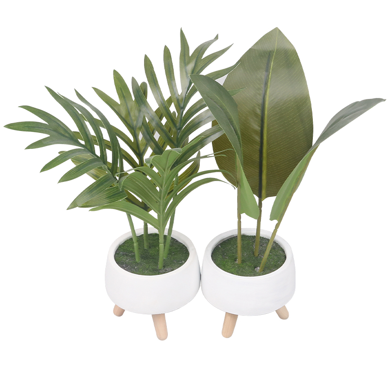 Artifi potted plant w pot, set of 2, indoor/outdoor leaves,4.72inches