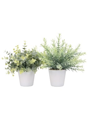 Artifi potted plant w pot, set of 2, indoor/outdoor herbs,3.15 inches