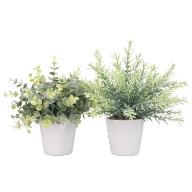 Artifi potted plant w pot, set of 2, indoor/outdoor herbs,3.15 inches