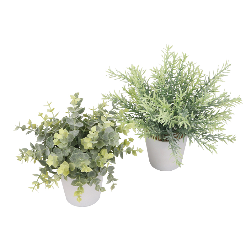 Artifi potted plant w pot, set of 2, indoor/outdoor herbs,3.15 inches