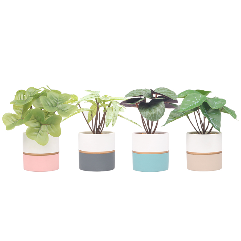 Artifi potted plant w pot,set of 4,indoor/outdoor leaves，3.15inches