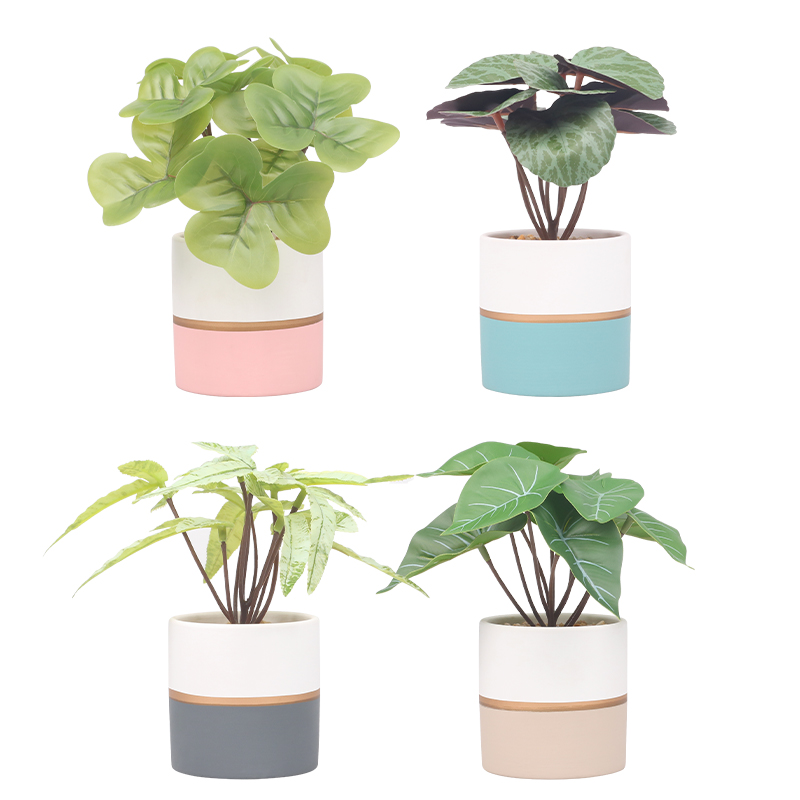 Artifi potted plant w pot,set of 4,indoor/outdoor leaves，3.15inches