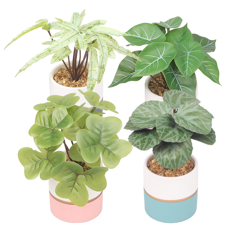 Artifi potted plant w pot,set of 4,indoor/outdoor leaves，3.15inches