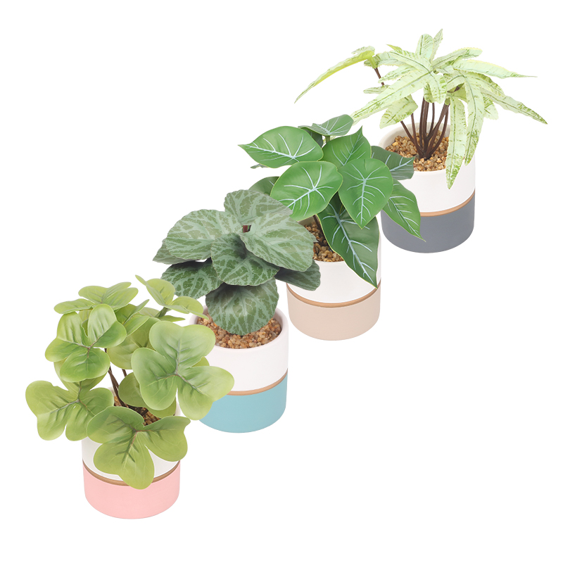 Artifi potted plant w pot,set of 4,indoor/outdoor leaves，3.15inches