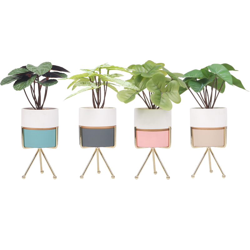 Artifi potted plant w pot,set of 4,indoor/outdoor leaves，3.15inches