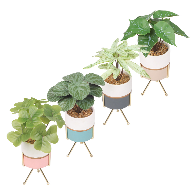 Artifi potted plant w pot,set of 4,indoor/outdoor leaves，3.15inches