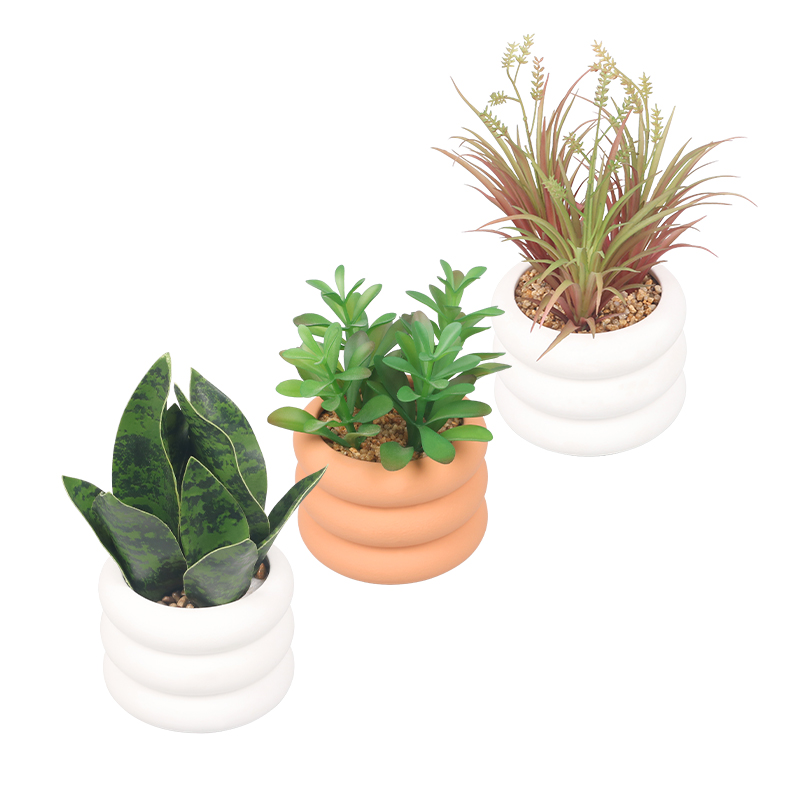 Artifi potted plant w pot,set of 3,indoor/outdoor herbs，4.72inches