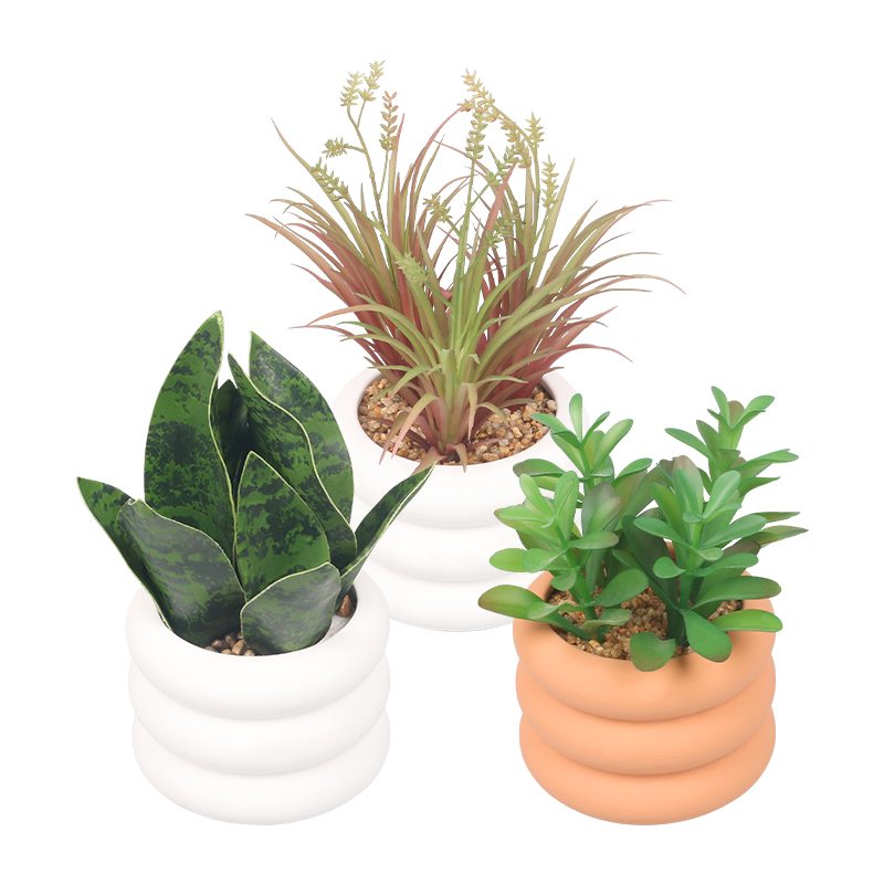 Artifi potted plant w pot,set of 3,indoor/outdoor herbs，4.72inches